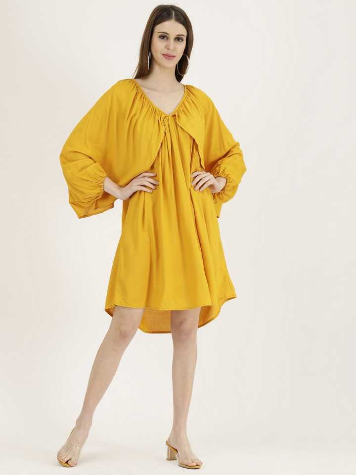 TANDUL  Women A-line Yellow Dress