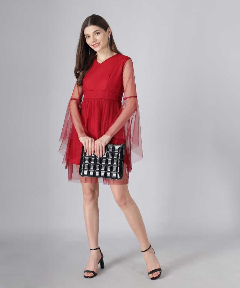 TANDUL  Women Fit and Flare Maroon Dress