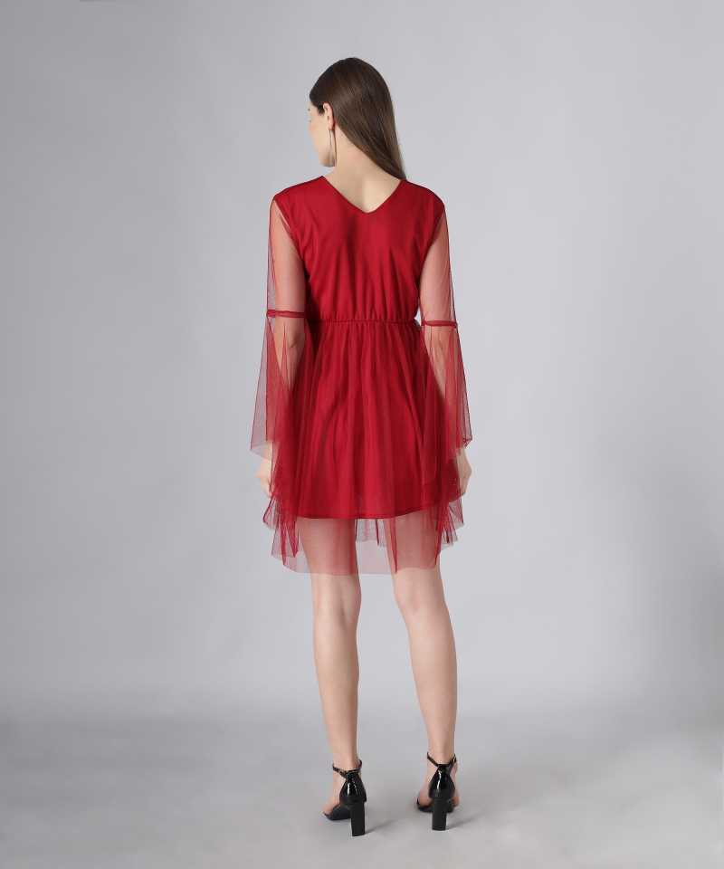 TANDUL  Women Fit and Flare Maroon Dress
