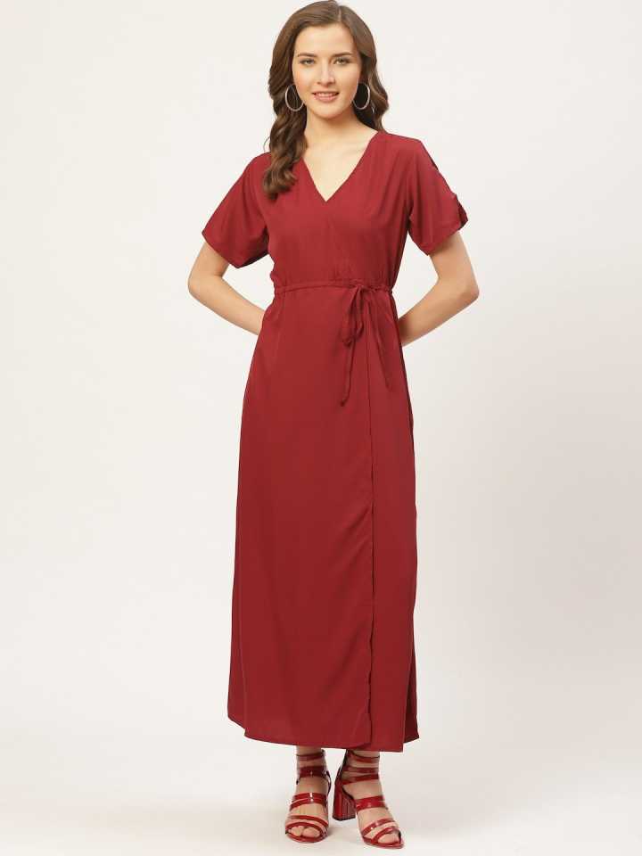 TANDUL  Women A-line Maroon Dress