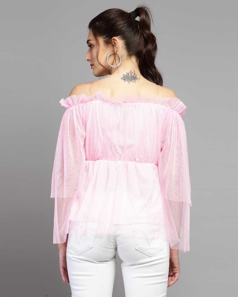 TANDUL  Casual Regular Sleeves Solid Women Pink Top