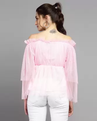 Casual Solid Women Pink Top