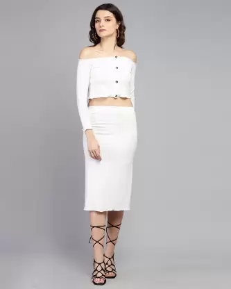 Women Two Piece Dress White Dress