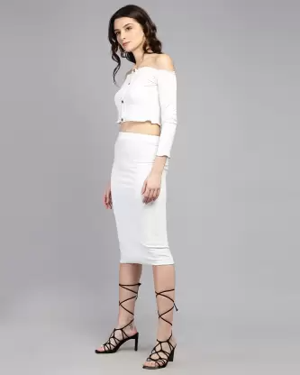 Women Two Piece Dress White Dress