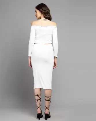 Women Two Piece Dress White Dress