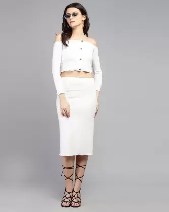 Women Two Piece Dress White Dress