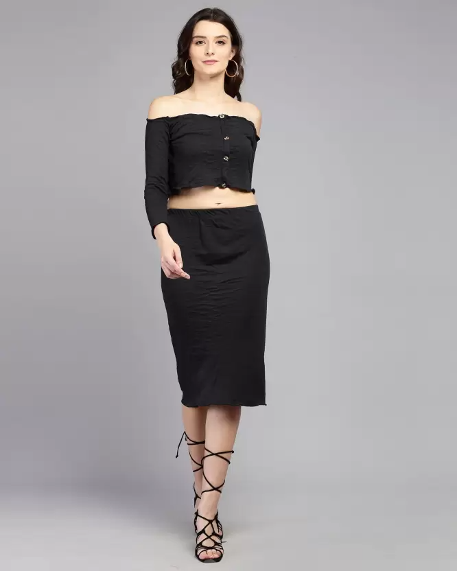 Women Two Piece Dress Black Dress