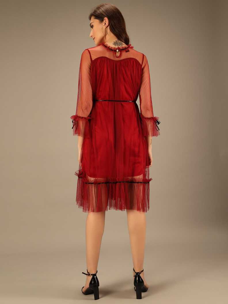 Women A-line Maroon Dress