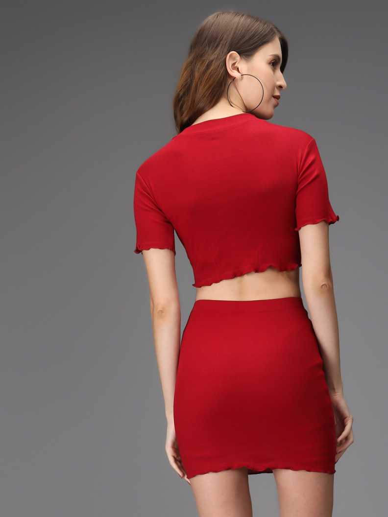 Women Two Piece Dress Maroon Dress