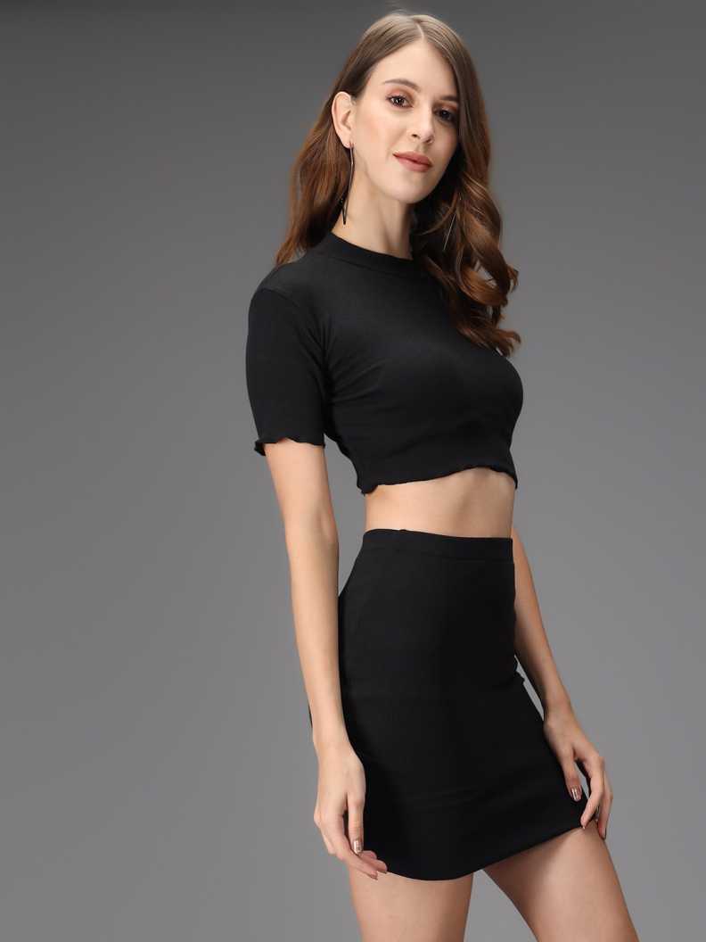 Women Two Piece Dress Black Dress