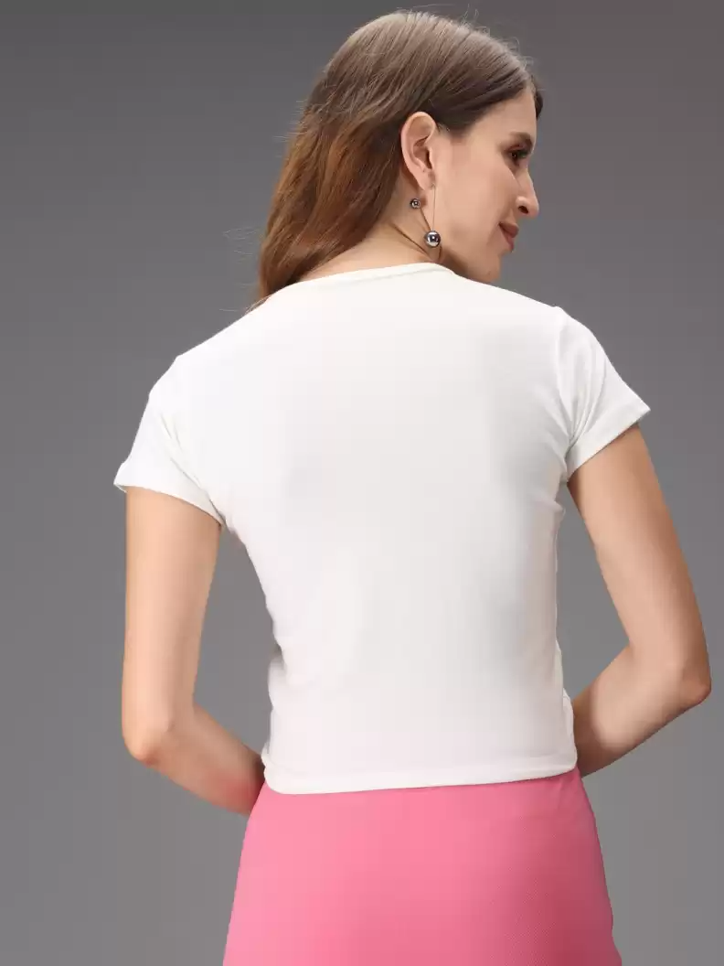 TANDUL  Casual Regular Sleeves Solid Women White Top