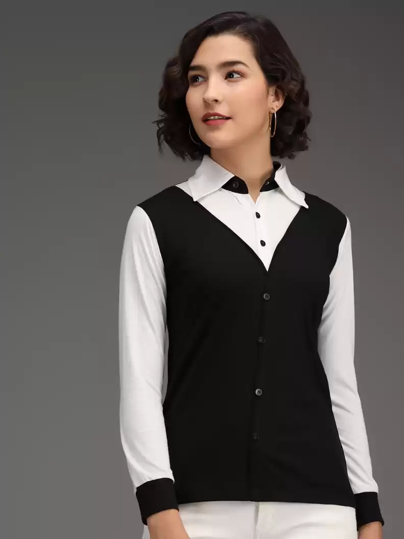 TANDUL  Casual Regular Sleeves Striped Women Black Top