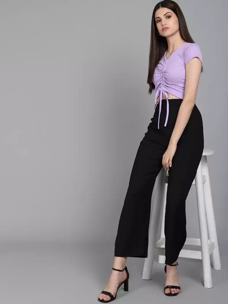 TANDUL  Casual Regular Sleeves Striped Women Purple Top