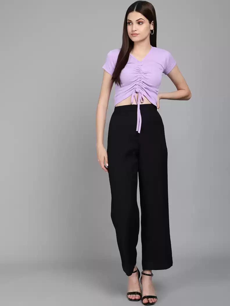 TANDUL  Casual Regular Sleeves Striped Women Purple Top