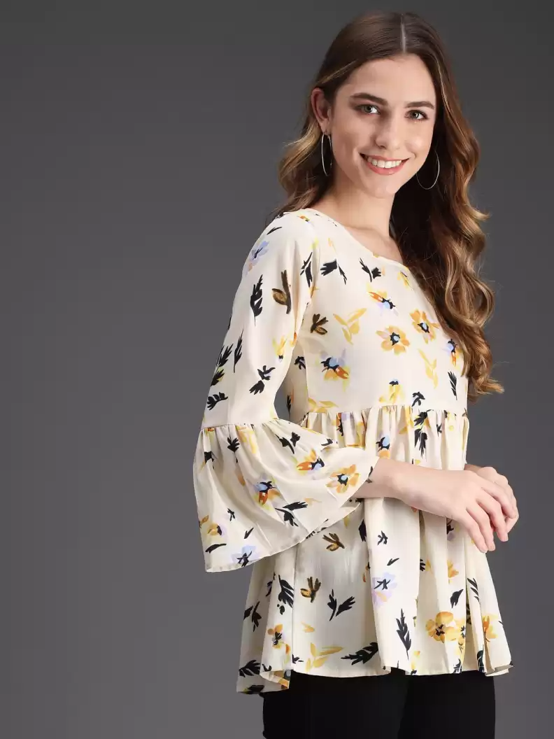 TANDUL  Casual Regular Sleeves Floral Print Women Multicolor Top