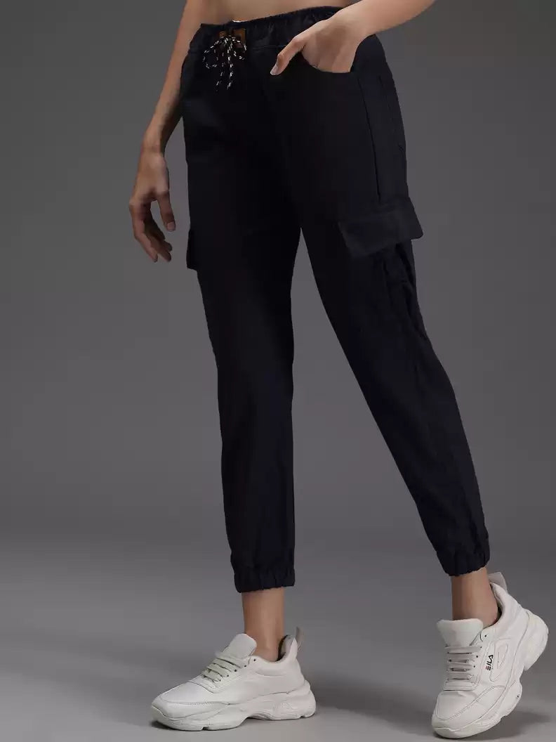 TANDUL  Regular Fit Women Dark Blue Cotton Blend Trousers