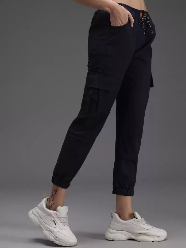 TANDUL  Regular Fit Women Dark Blue Cotton Blend Trousers