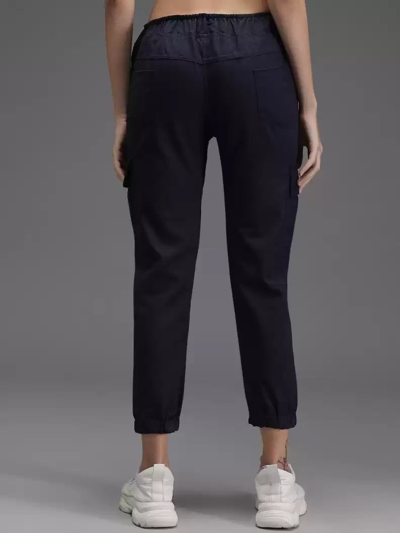 TANDUL  Regular Fit Women Dark Blue Cotton Blend Trousers