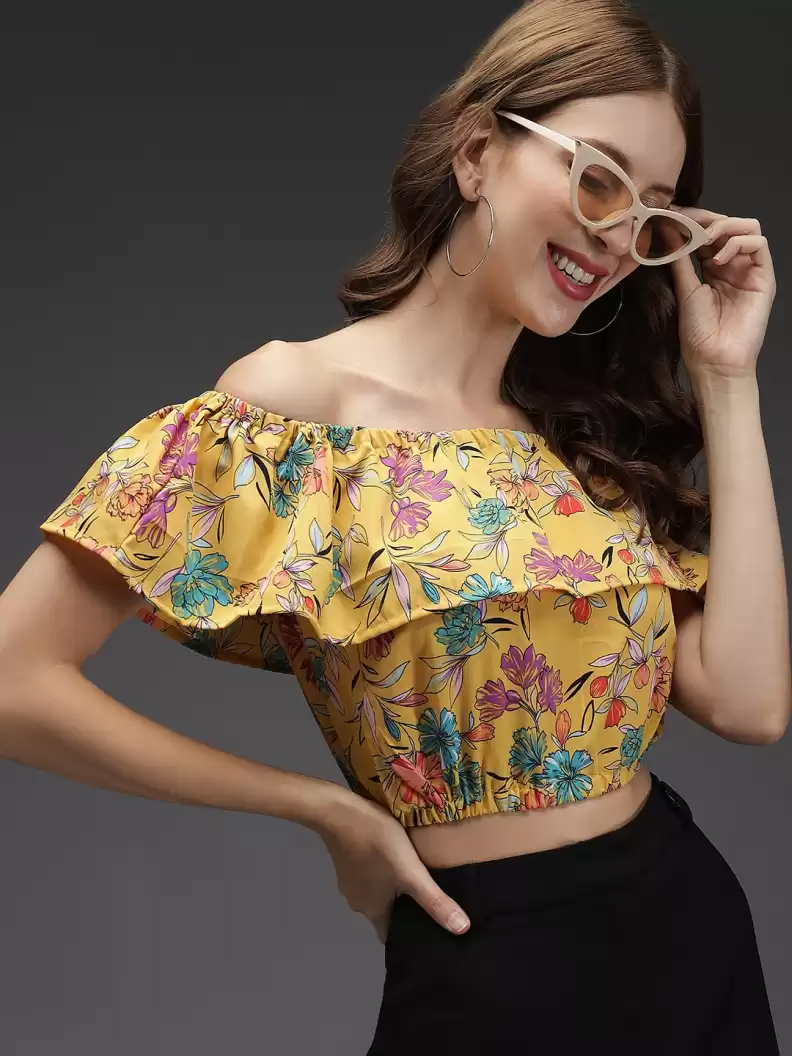 TANDUL  Casual Sleeveless Floral Print Women Multicolor Top