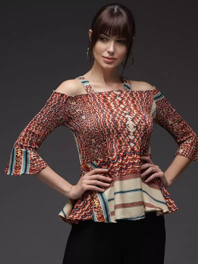 TANDUL  Casual Regular Sleeves Printed Women Multicolor Top