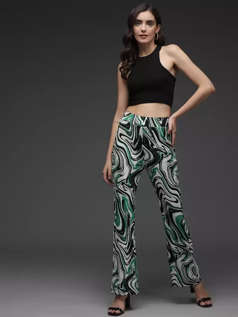 TANDUL  Regular Fit Women Multicolor Lycra Blend Trousers