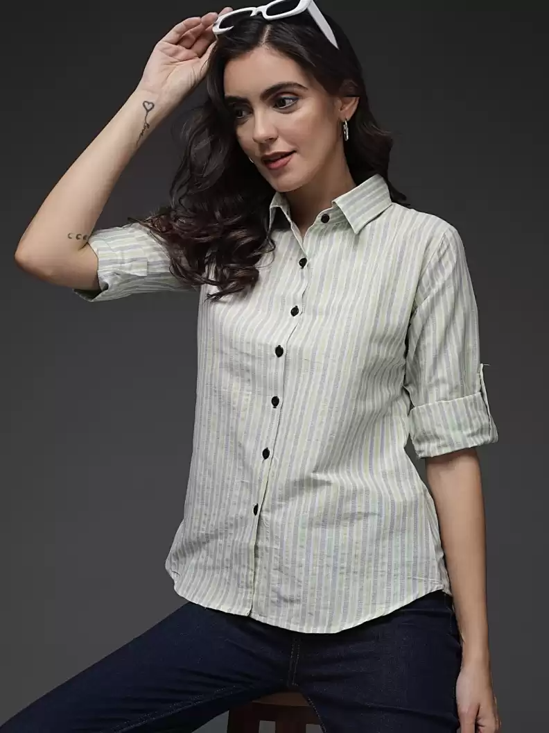 TANDUL  Women Regular Fit Printed Button Down Collar Formal Shirt