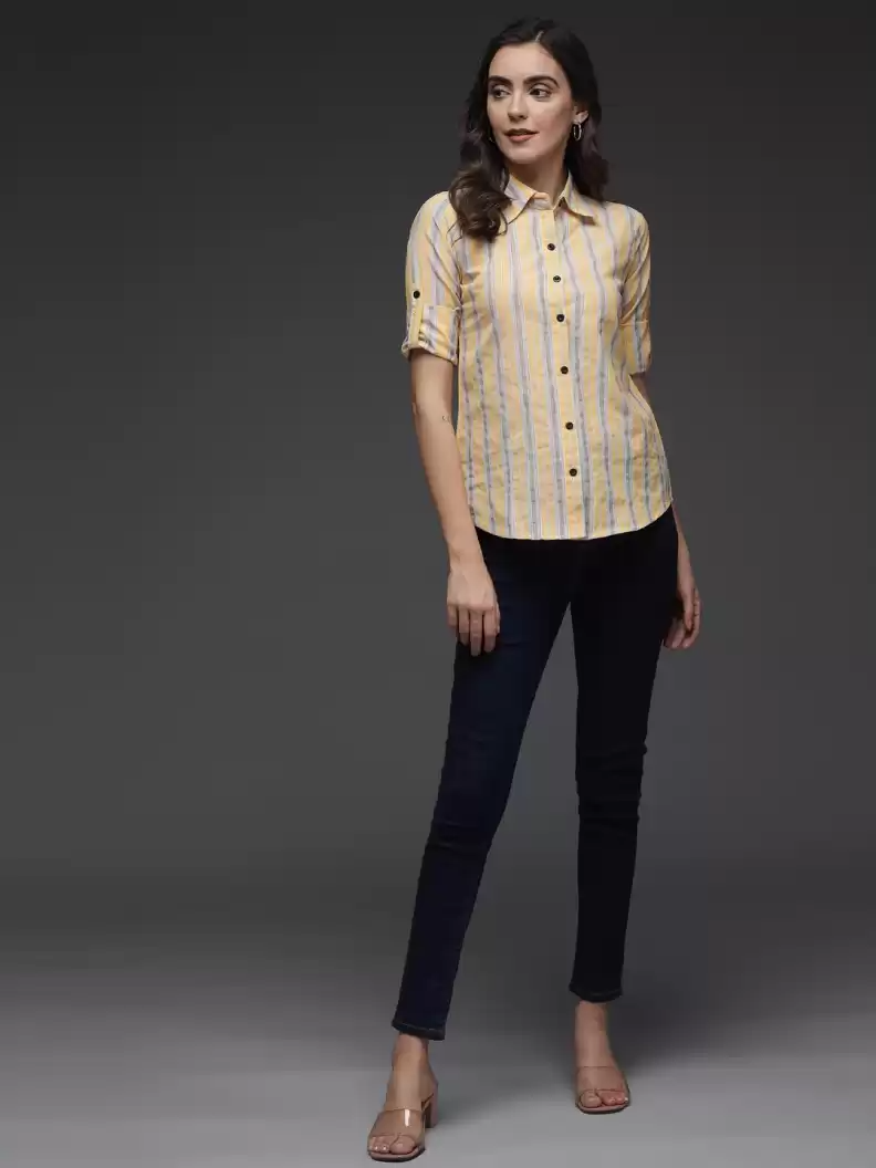 TANDUL  Women Regular Fit Printed Button Down Collar Formal Shirt