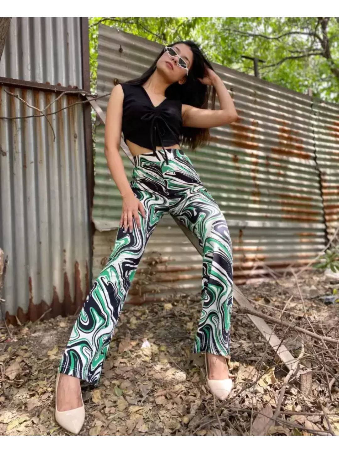 TANDUL  Regular Fit Women Multicolor Lycra Blend Trousers