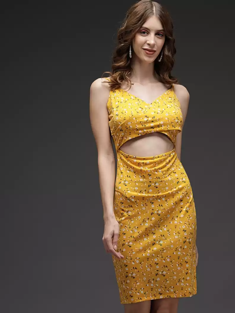 TANDUL  Women Bodycon Yellow Dress