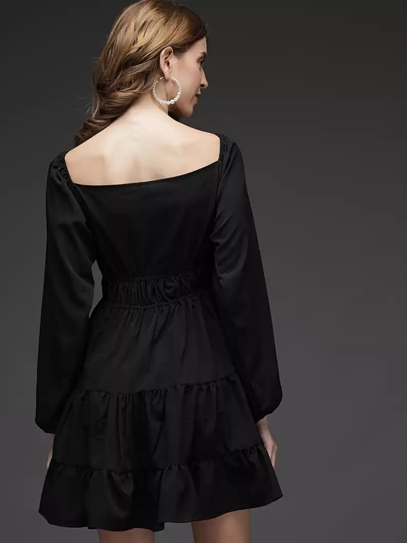 TANDUL  Women Fit and Flare Black Dress