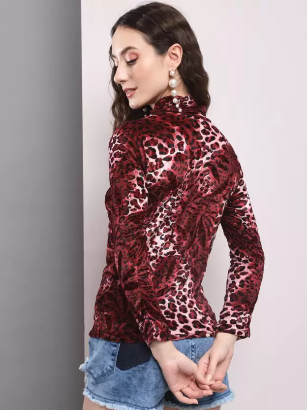 Women Printed High Neck Multicolor Sweater