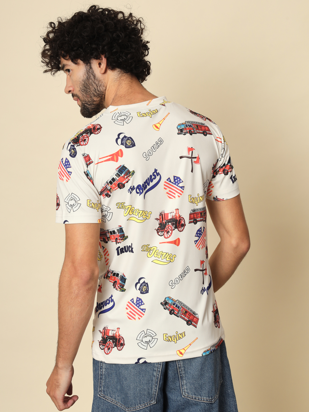 Men Printed Round Neck Multicolor T-Shirt