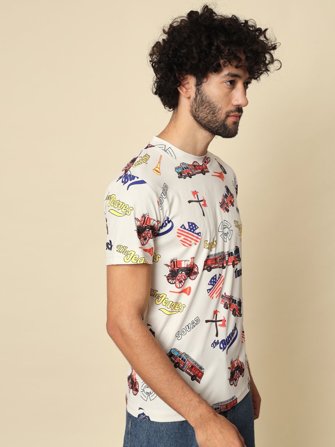 Men Printed Round Neck Multicolor T-Shirt