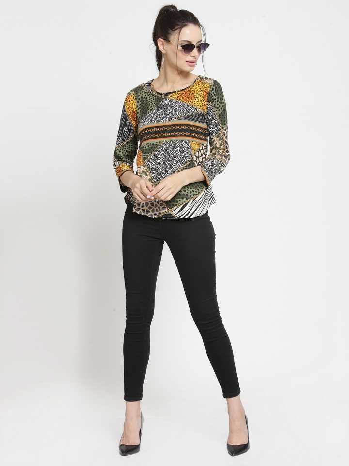 Casual Regular Sleeves Printed Women Multicolor Top