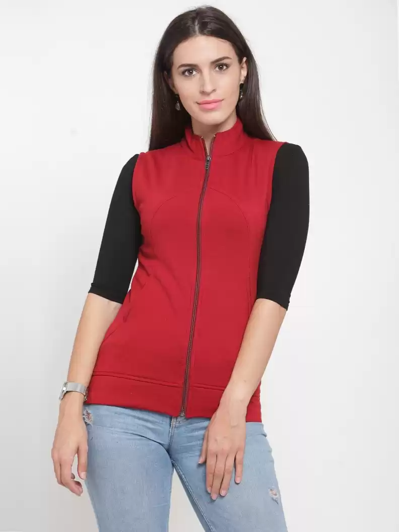 TANDUL  Sleeveless Solid Women Sweatshirt