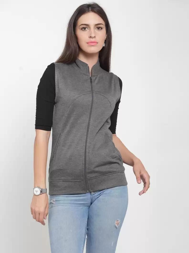 TANDUL  Sleeveless Solid Women Sweatshirt