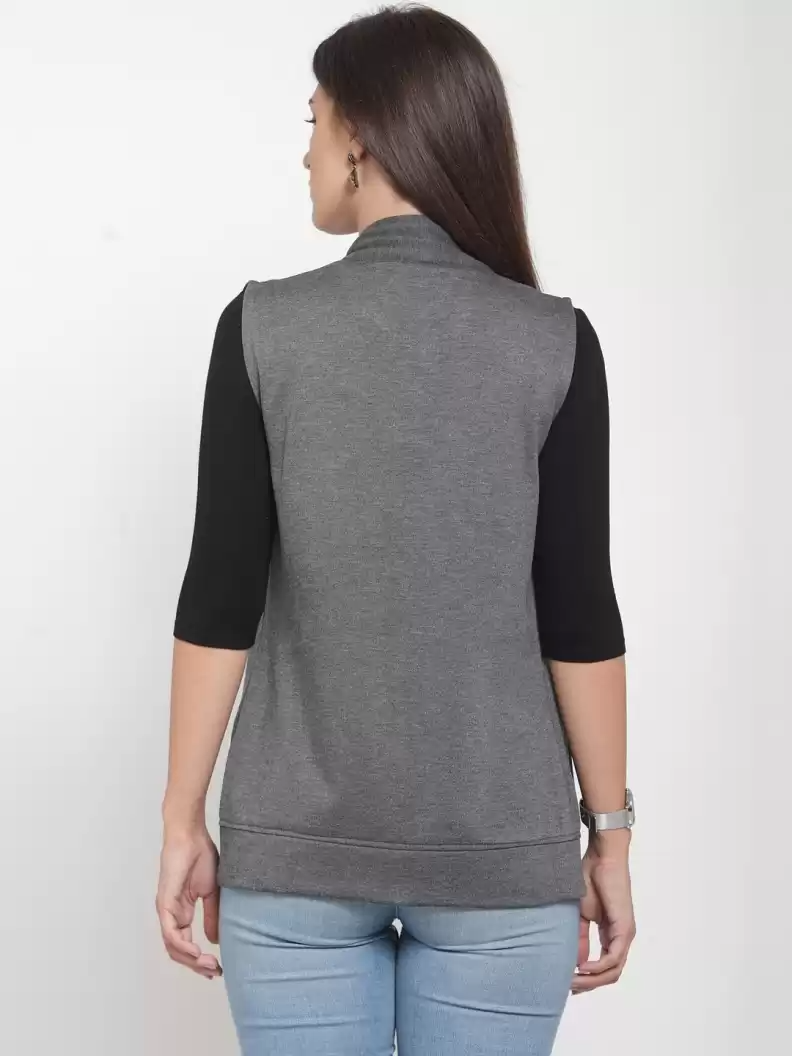 TANDUL  Sleeveless Solid Women Sweatshirt