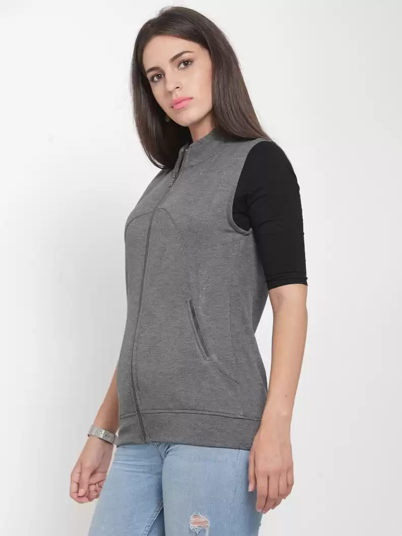 TANDUL  Sleeveless Solid Women Sweatshirt