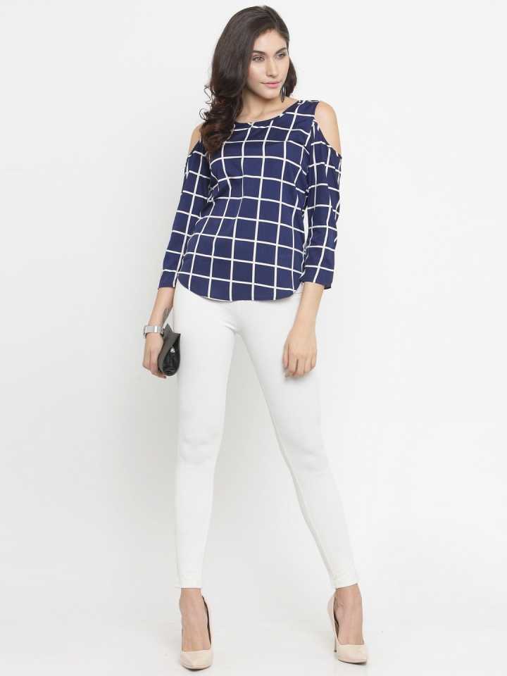 Casual Regular Sleeves Checkered Women Multicolor Top