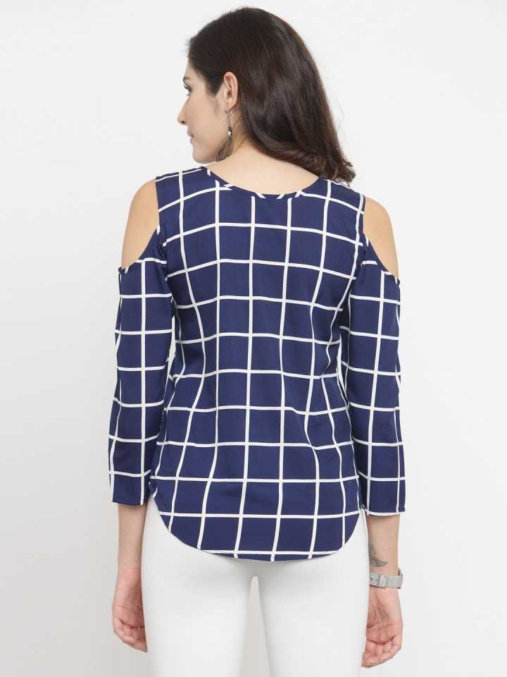 Casual Regular Sleeves Checkered Women Multicolor Top