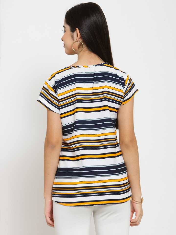 TANDUL  Casual Regular Sleeves Striped Women Multicolor Top