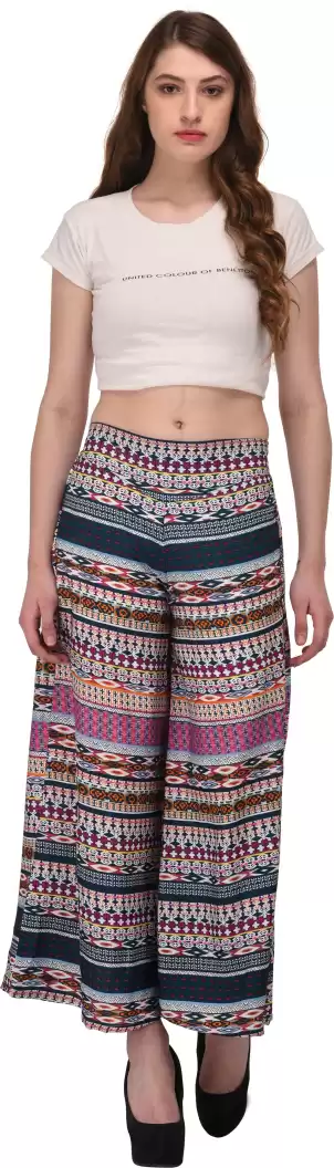 TANDUL  Flared Women Multicolor Poly Crepe Trousers