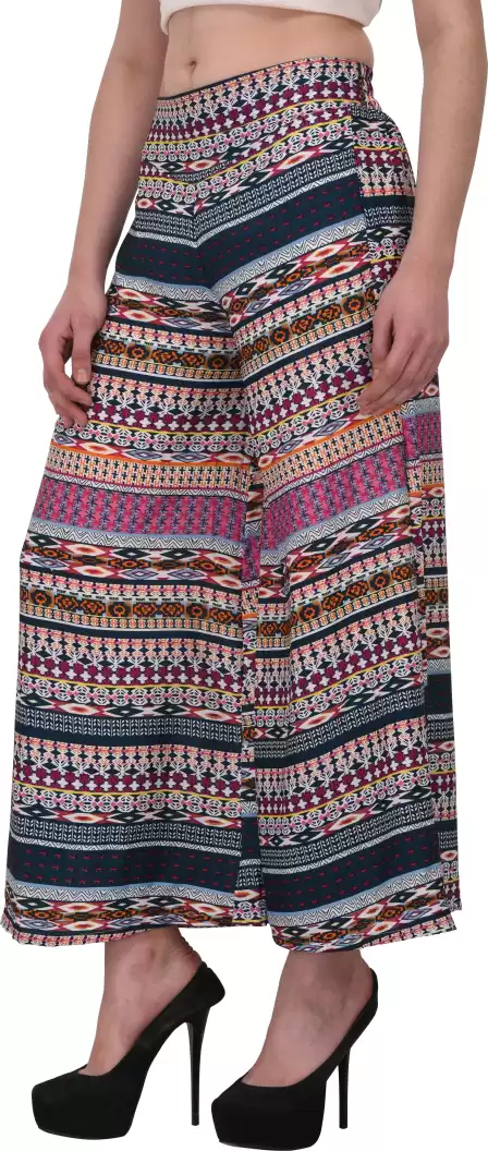 TANDUL  Flared Women Multicolor Poly Crepe Trousers