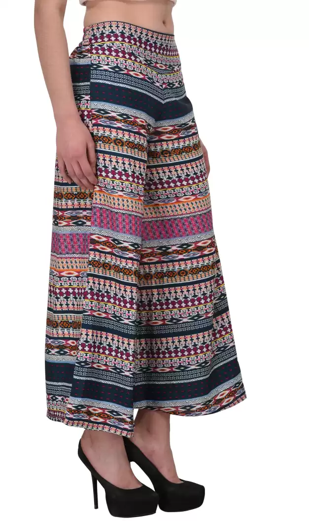 TANDUL  Flared Women Multicolor Poly Crepe Trousers