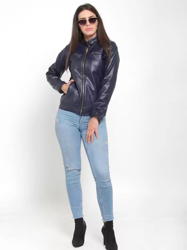 TANDUL  Full Sleeve Solid Women Leather Jacket