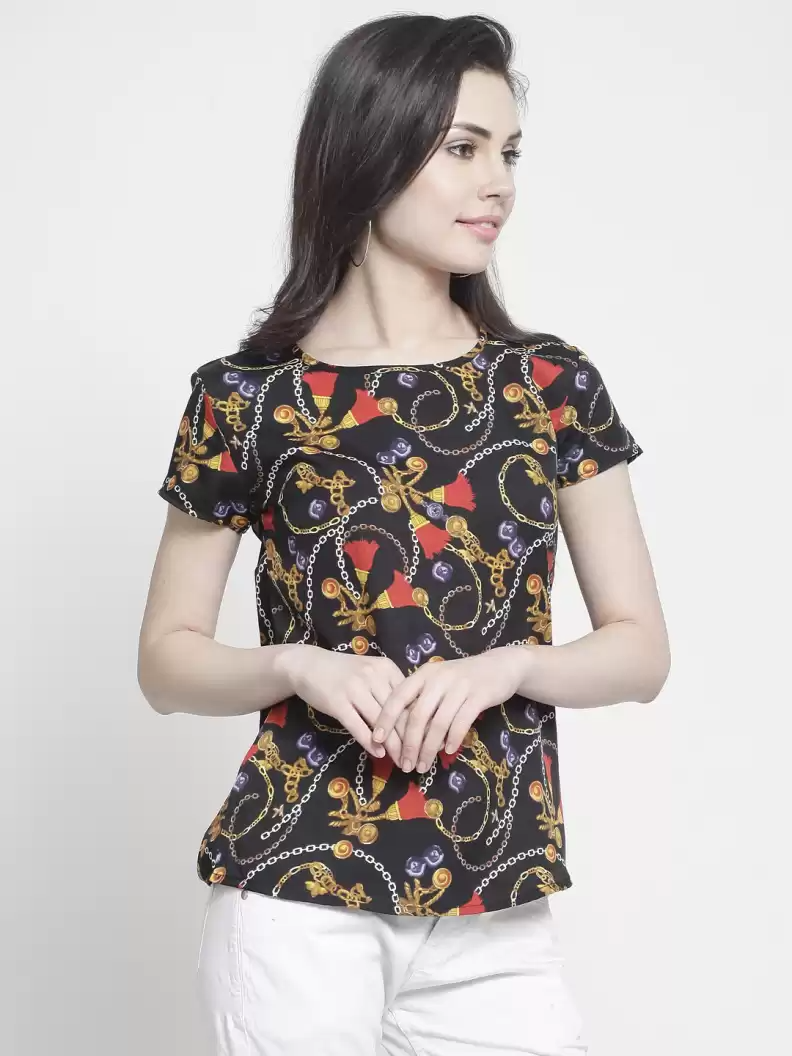 TANDUL  Casual Regular Sleeves Printed Women Multicolor Top