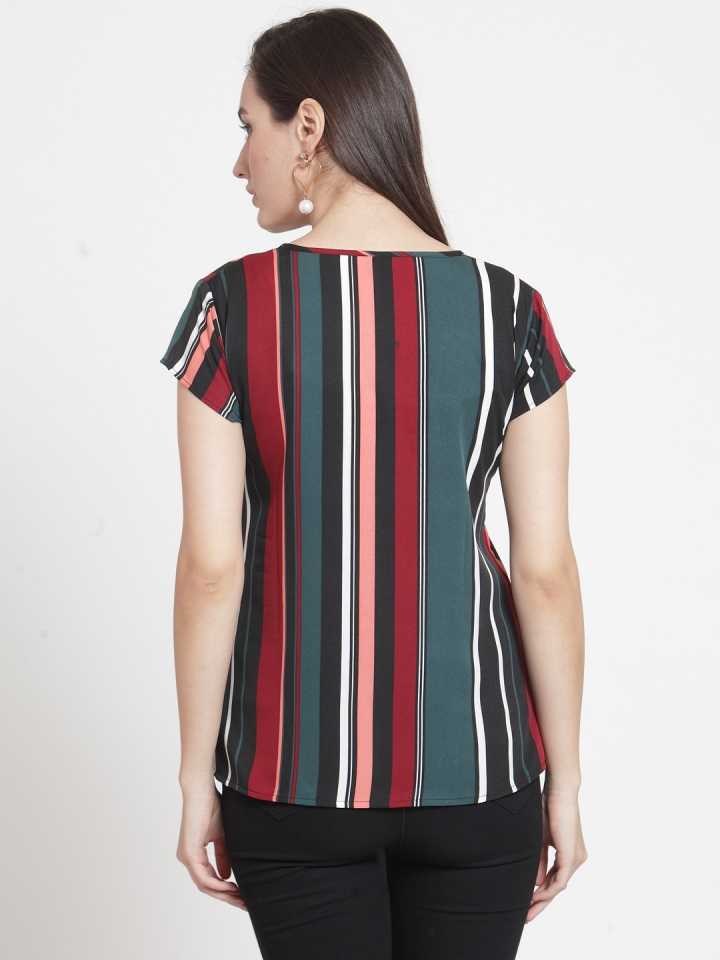 Casual Cap Sleeves Printed Women Multicolor Top