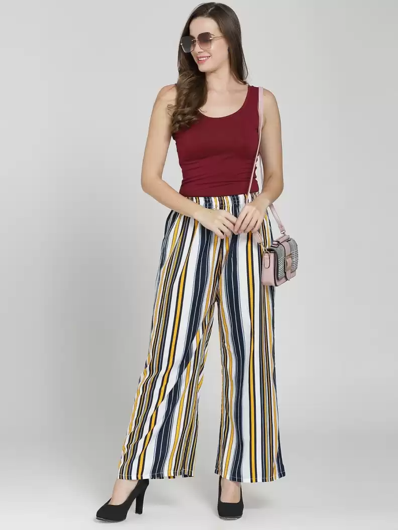 TANDUL  Regular Fit Women Multicolor Crepe Trousers