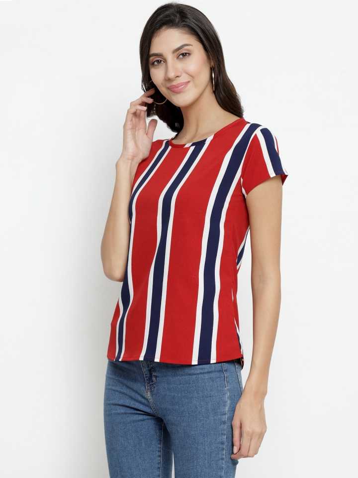 TANDUL  Casual Regular Sleeves Striped Women Multicolor Top