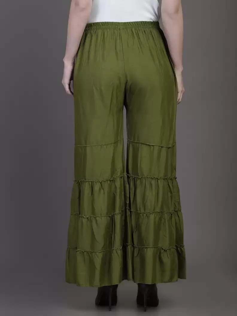 TANDUL  Regular Fit Women Green Rayon Trousers